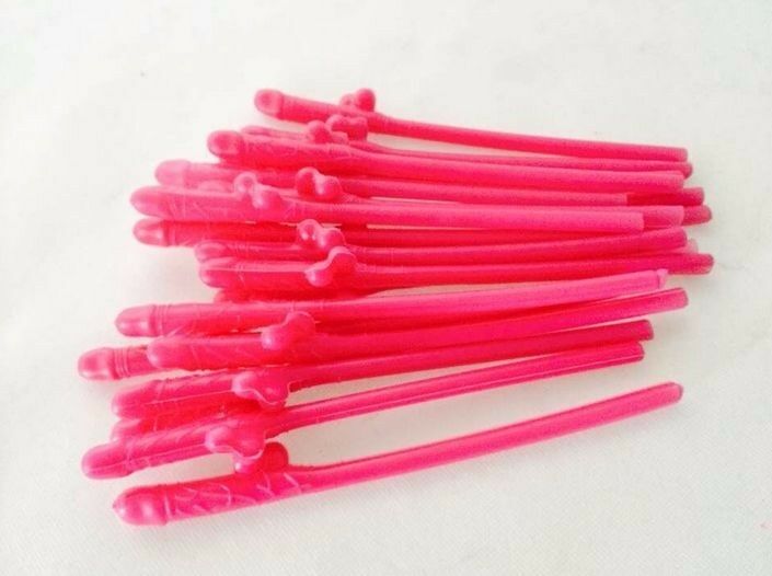 Pink Willy Penis Dick Dicky Drinking Bachelorette Hens Party Straws 10 20 & 30