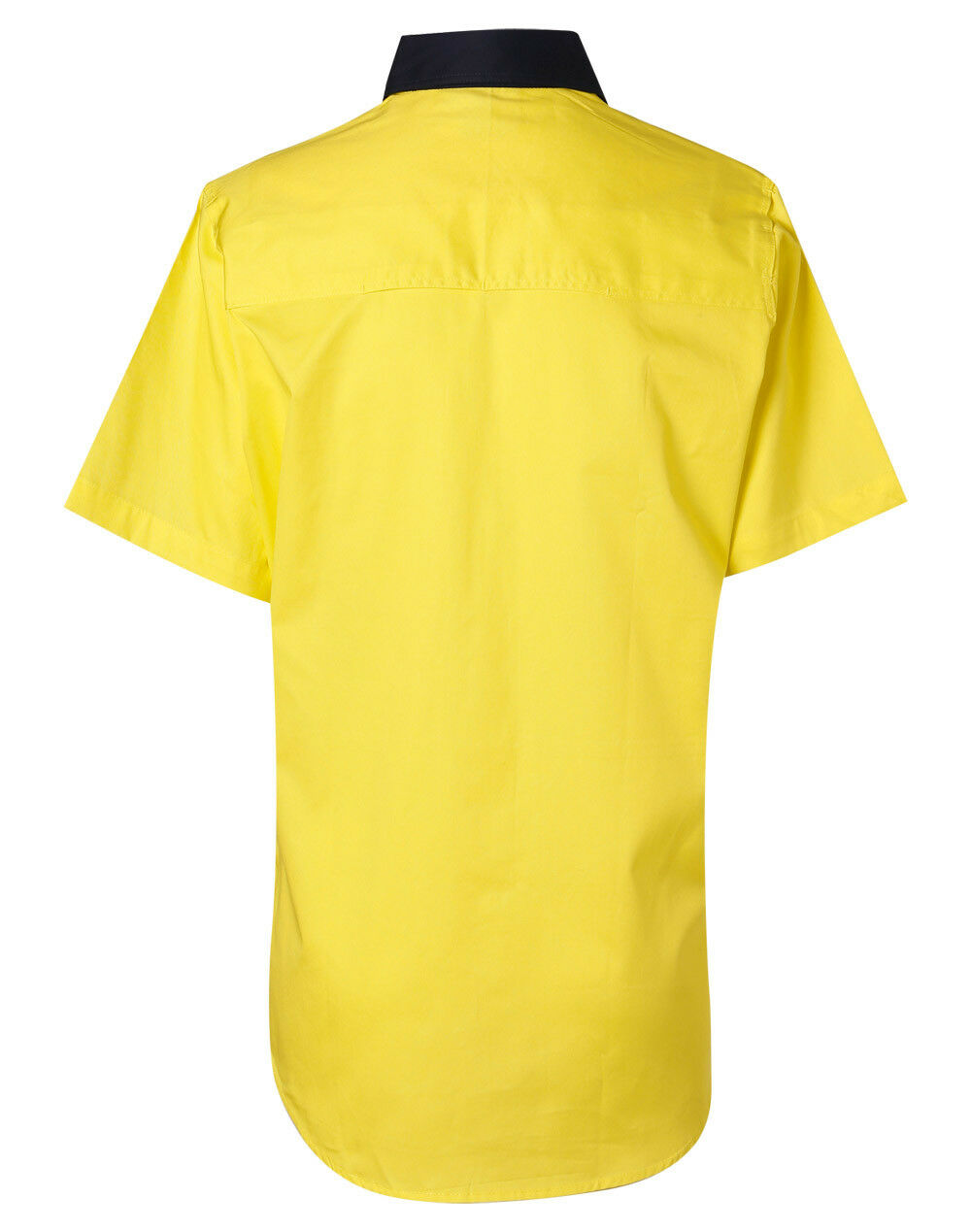 New Womens Short Sleeve Safety Shirt Two Tone Navy Yellow Button Up Organizer