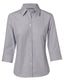 New Ladies Womens 3/4 Sleeve Fine Stripe Shirt Collar Silver Grey Business New