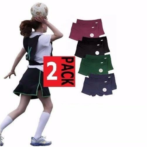 Rio 2 Pairs Girls Netball Knickers Shorts Underwear School Black Navy