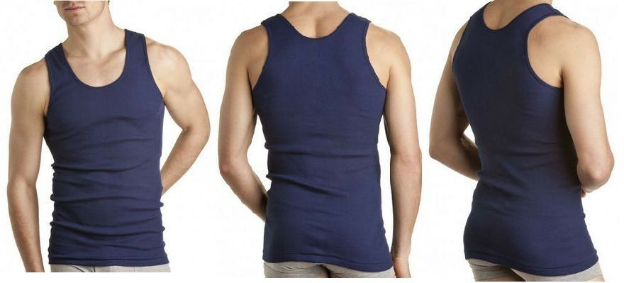 Mens Bonds 3 Pack White Navy Chesty Cotton Singlets Underwear Mens Singlet Tee