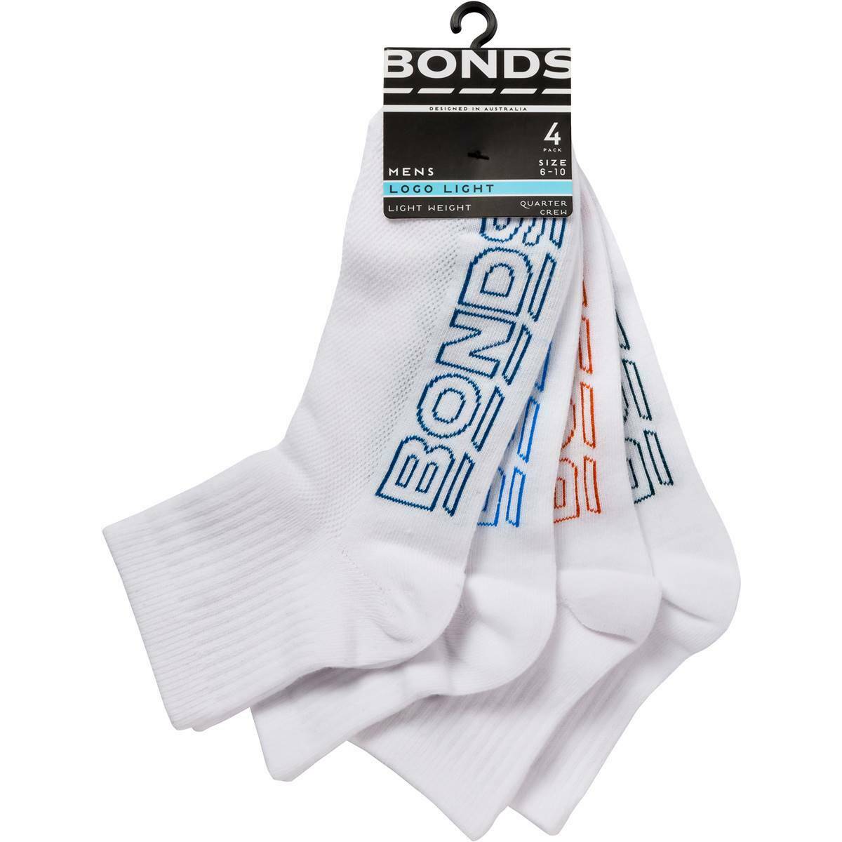 1 Pair Mens Bonds Quarter Crew Sports Cushioned Assorted Socks