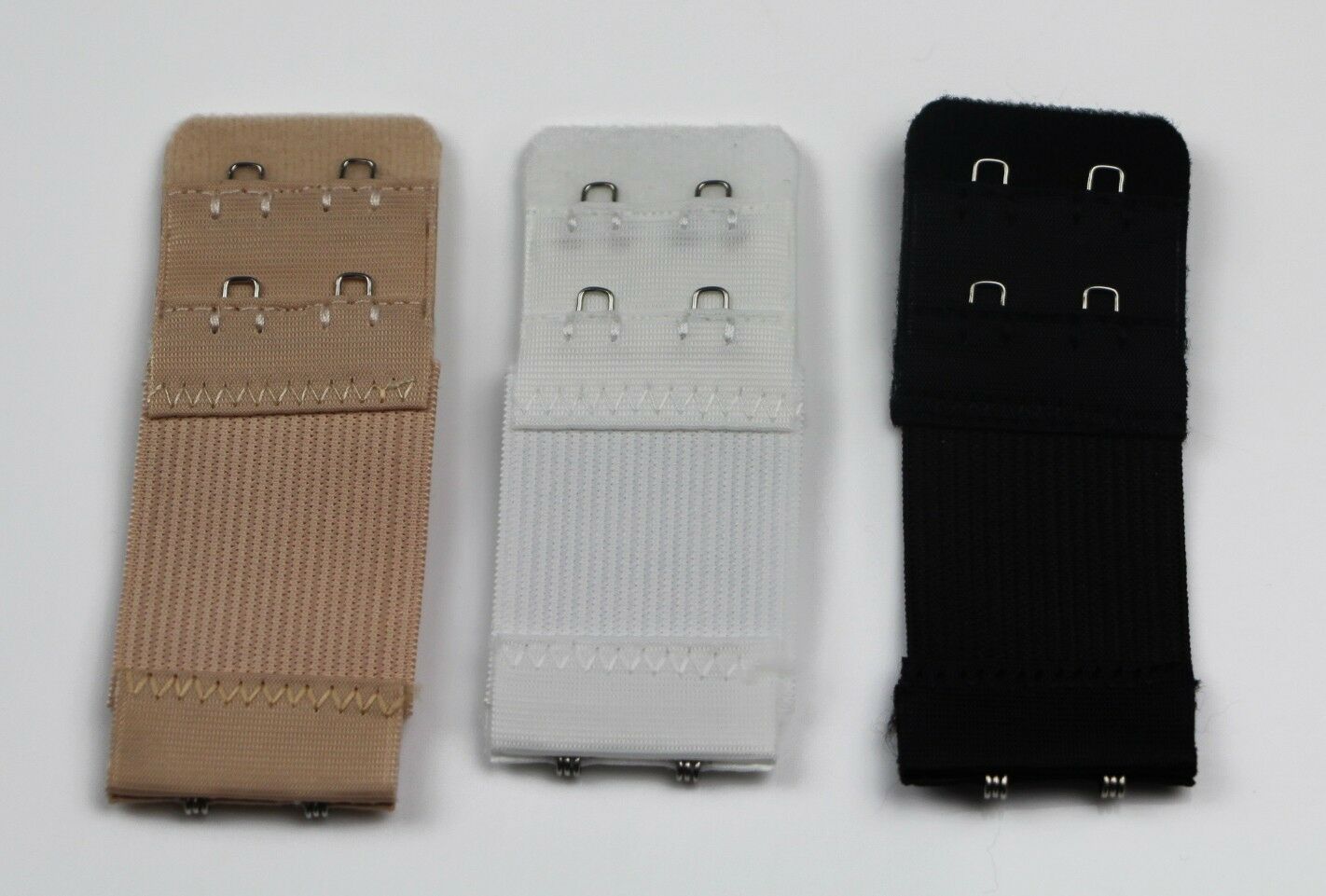 Bra Extender Extension 2 Hook Pack Of 3 Clip On Strap Elastic Black White Nude