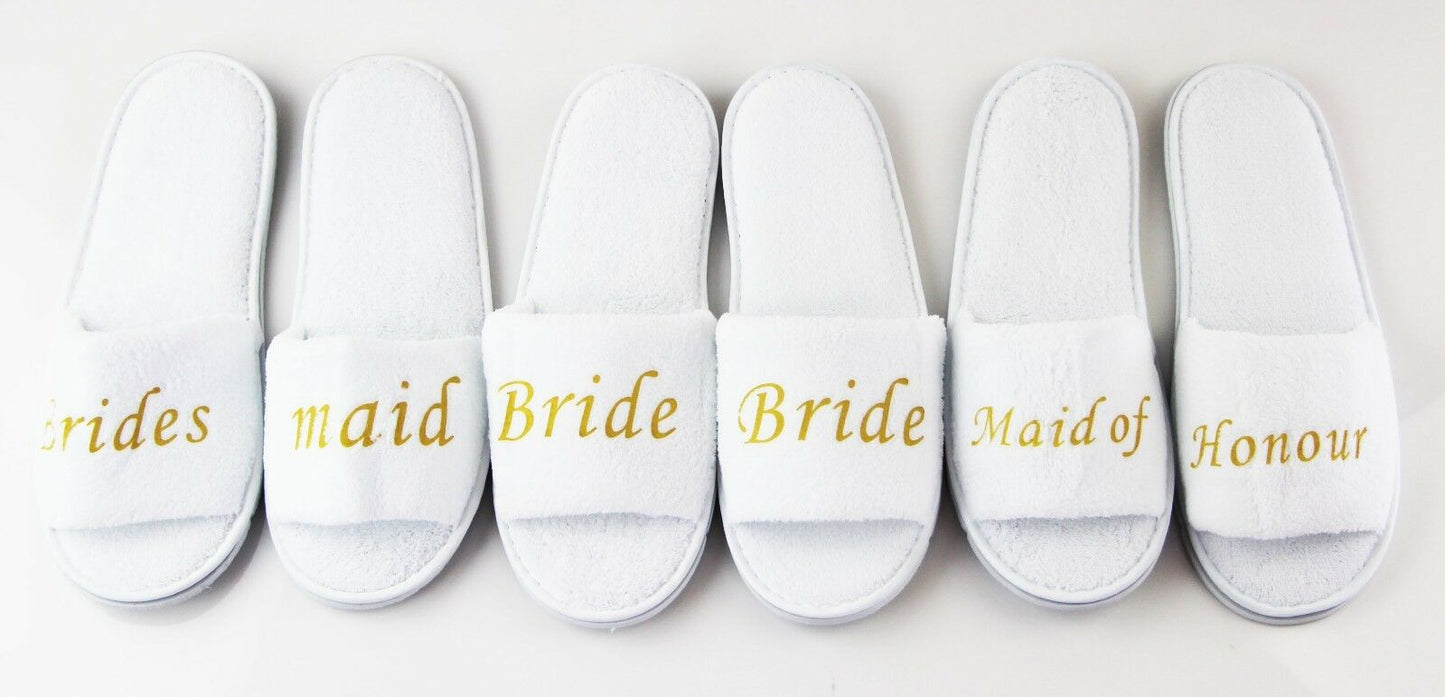 Bridal Slippers Bride To Be Bridesmaid Maid Of Honour Wedding White Pink Gold