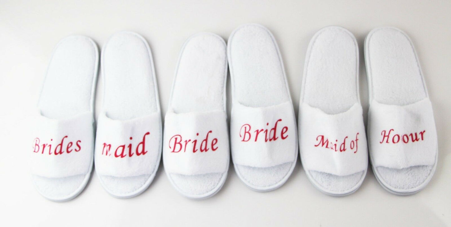 Bridal Slippers Bride To Be Bridesmaid Maid Of Honour Wedding White Pink Gold