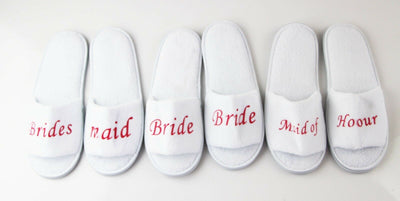 Bridal Slippers Bride To Be Bridesmaid Maid Of Honour Wedding White Pink Gold