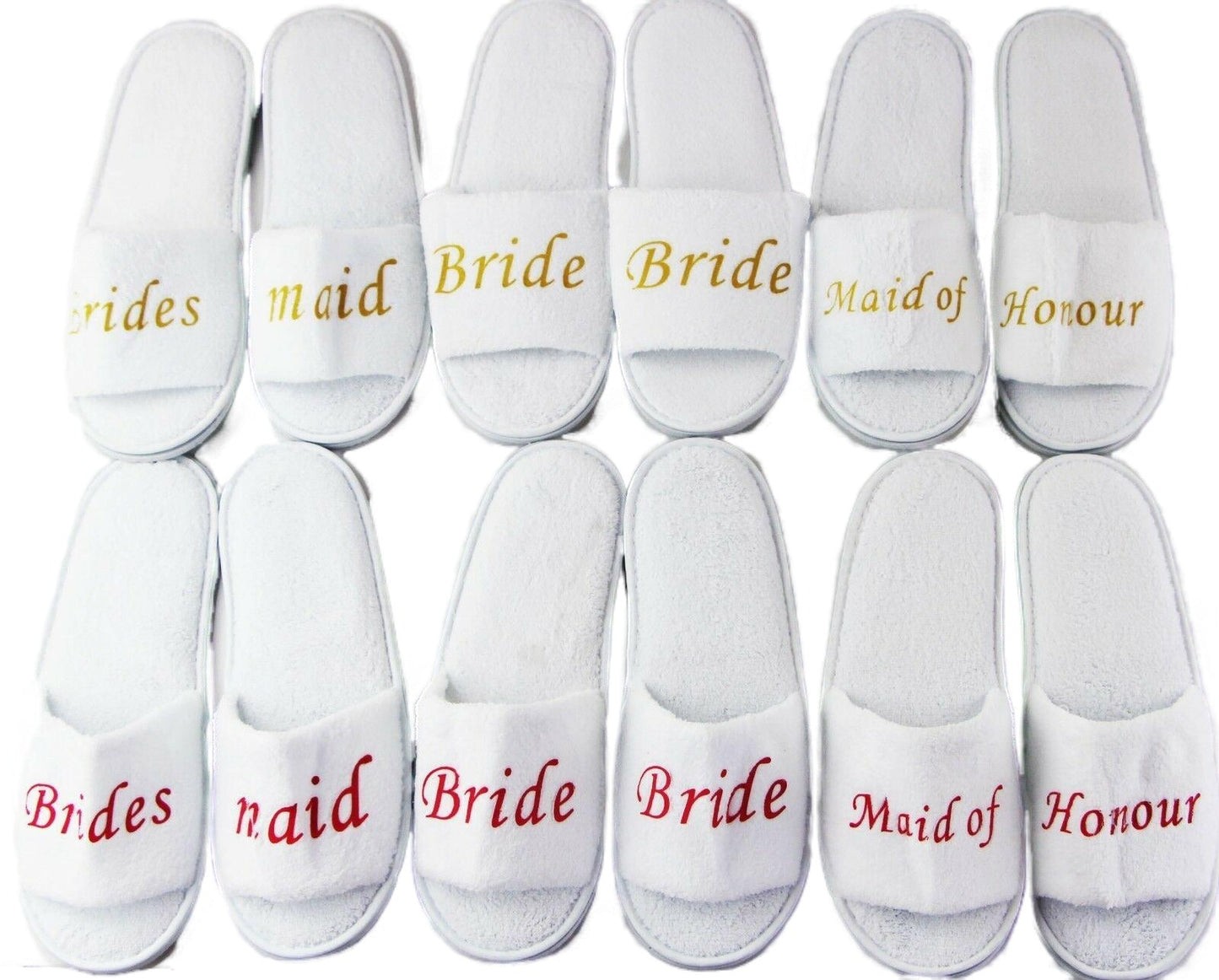 Bridal Slippers Bride To Be Bridesmaid Maid Of Honour Wedding White Pink Gold