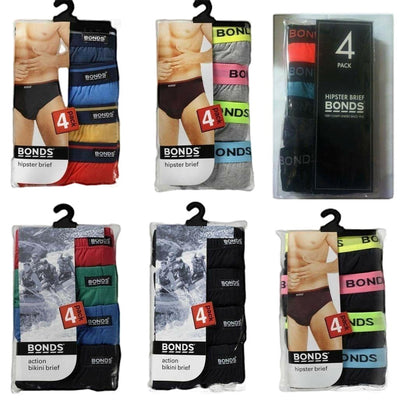 Mens Bonds 4 Pairs Action Hipster Briefs Brief Jocks Underwear - Choose Your Pairs