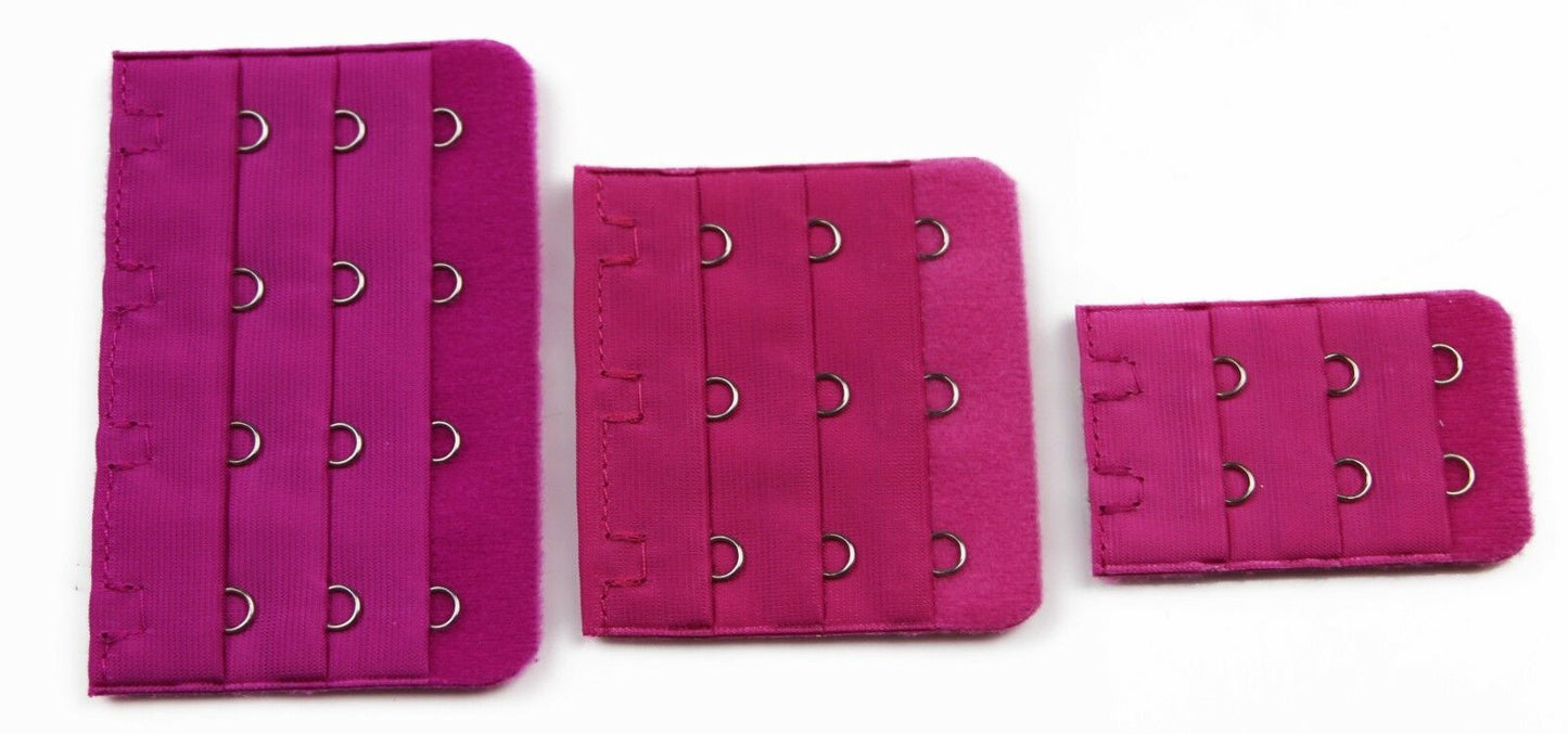 Clip On Bra Extender 2 3 & 4 Hooks Extenders - Baby Pink Purple Blue Red Violet