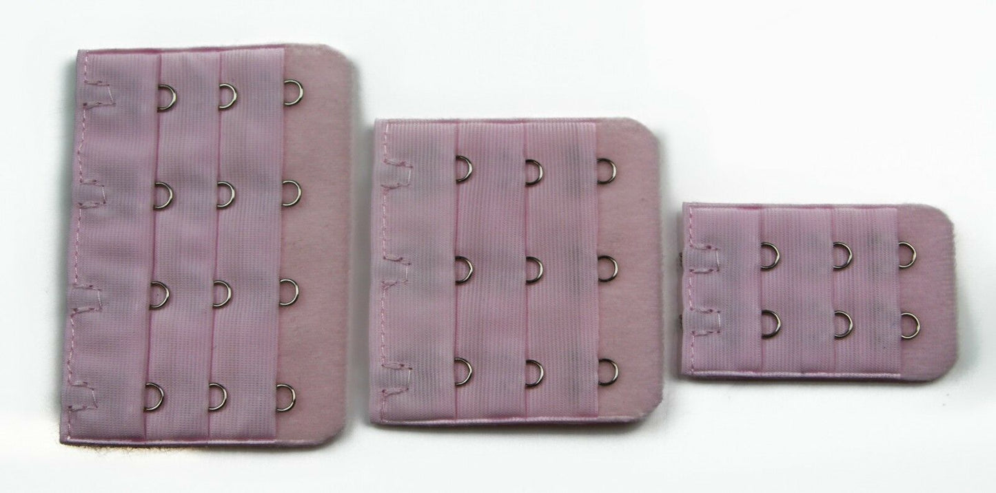 Clip On Bra Extender 2 3 & 4 Hooks Extenders - Baby Pink Purple Blue Red Violet