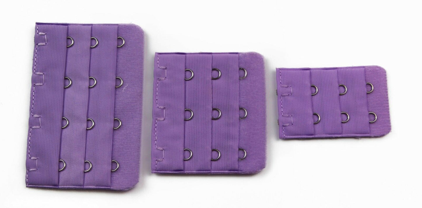 Clip On Bra Extender 2 3 & 4 Hooks Extenders - Baby Pink Purple Blue Red Violet