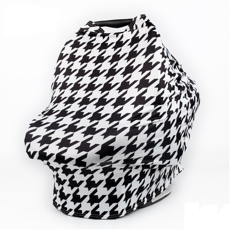 Breastfeeding Cover Cotton Nursing Maternity - White/Black Houndstooth