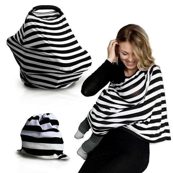 Breastfeeding Cover Cotton White Black Grey Light Pink Stripes Nursing Maternity