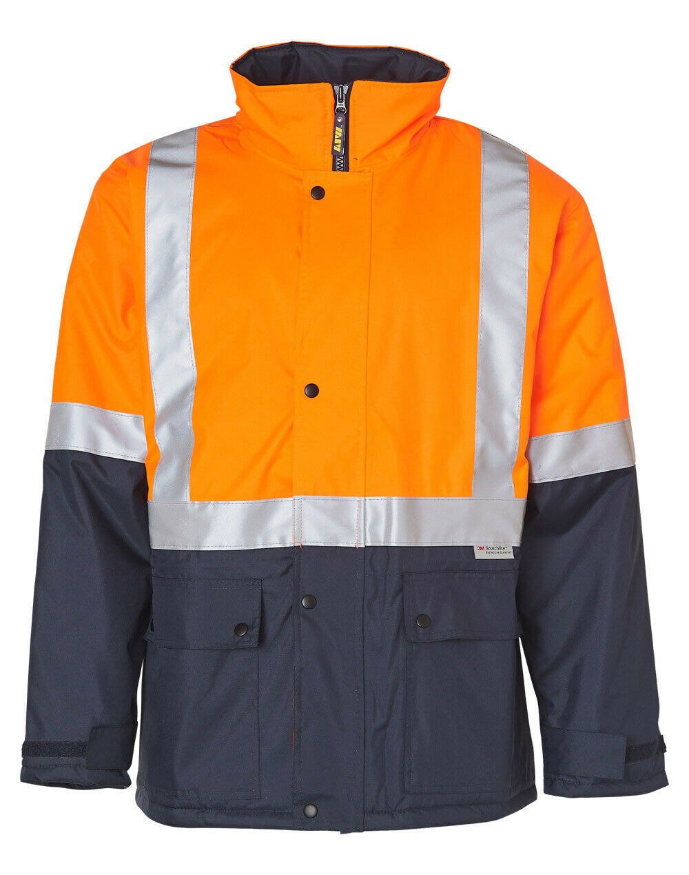 Hi-Vis Two Tone Rain Proof Jacket With Quilt Lining Safety Tradie Work Wear Warm