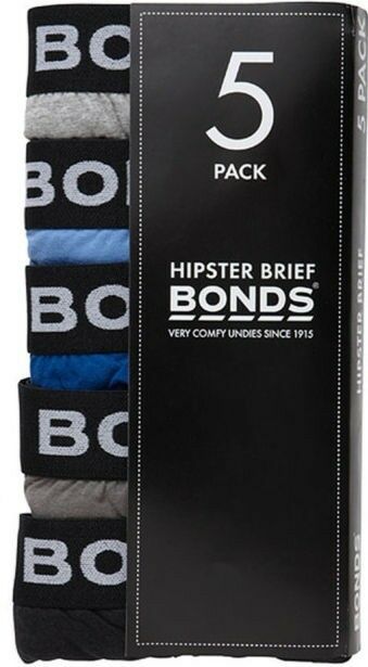 Bonds Mens 5 Pairs Hipster Cotton Underwear Mens Briefs Pairs Black S M L Xl Xxl