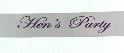 Sashes Hens Sash Party Bridal White/Purple - Hen's Party