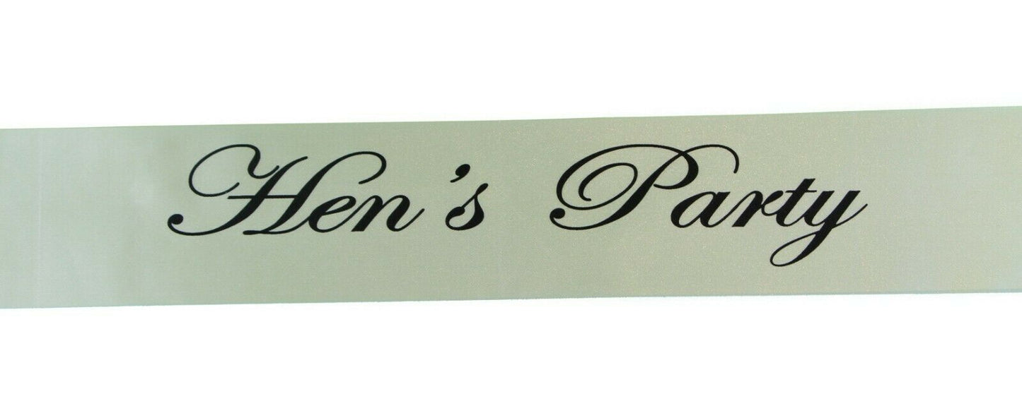 Sashes Hens Sash Party Bridal Ivory/Black - Hen's Party