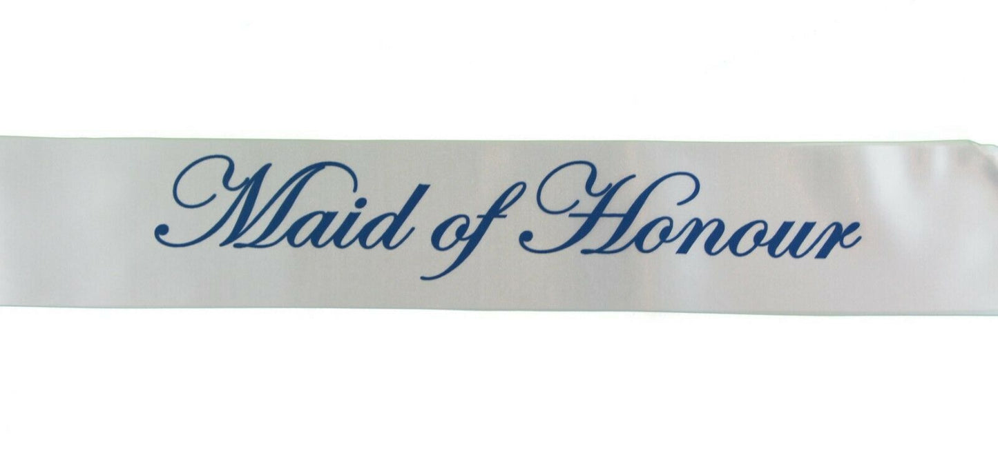 Sashes Hens Sash Party White/Blue - Maid Of Honour