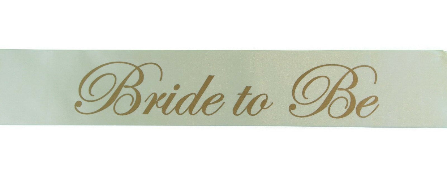 Sashes Hens Sash Party Ivory/Gold - Bride To Be