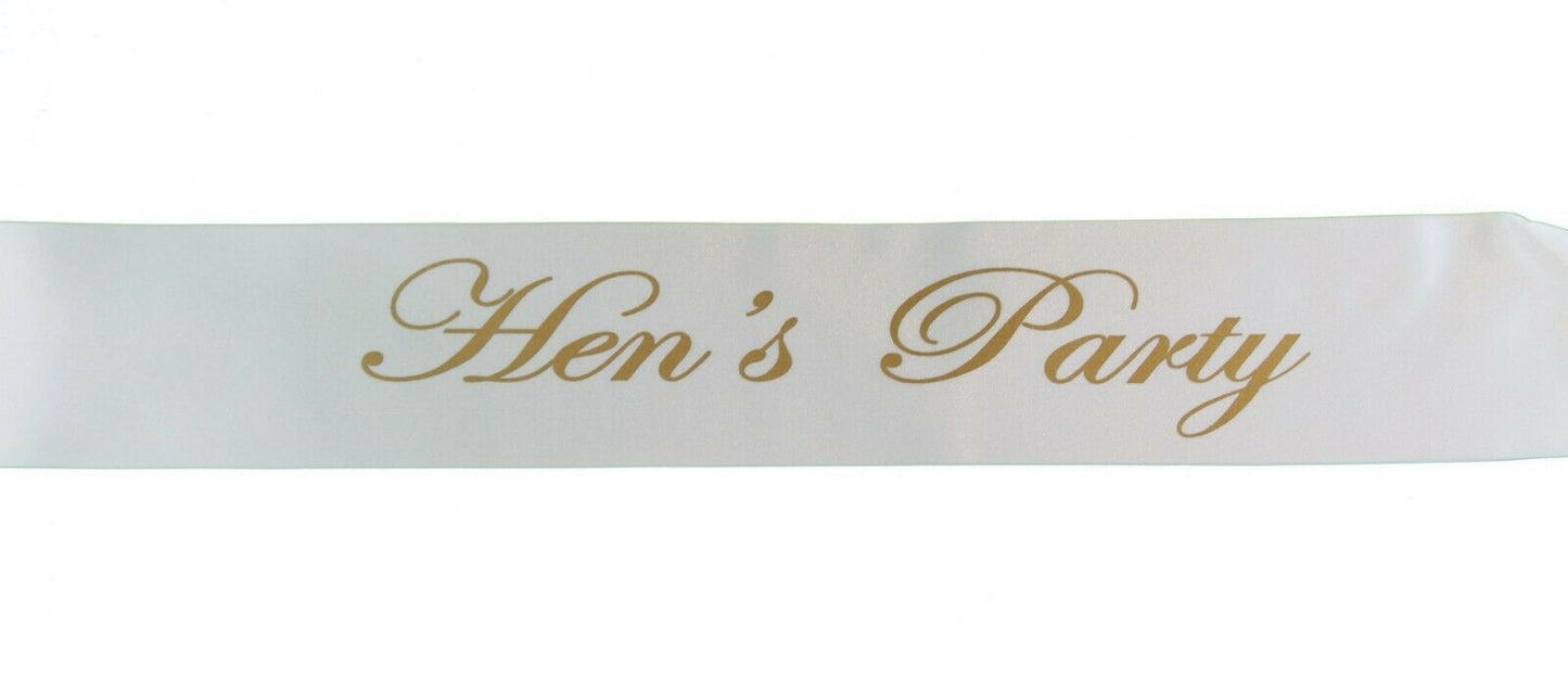 Sashes Hens Sash Party Bridal White/Gold - Hen's Party