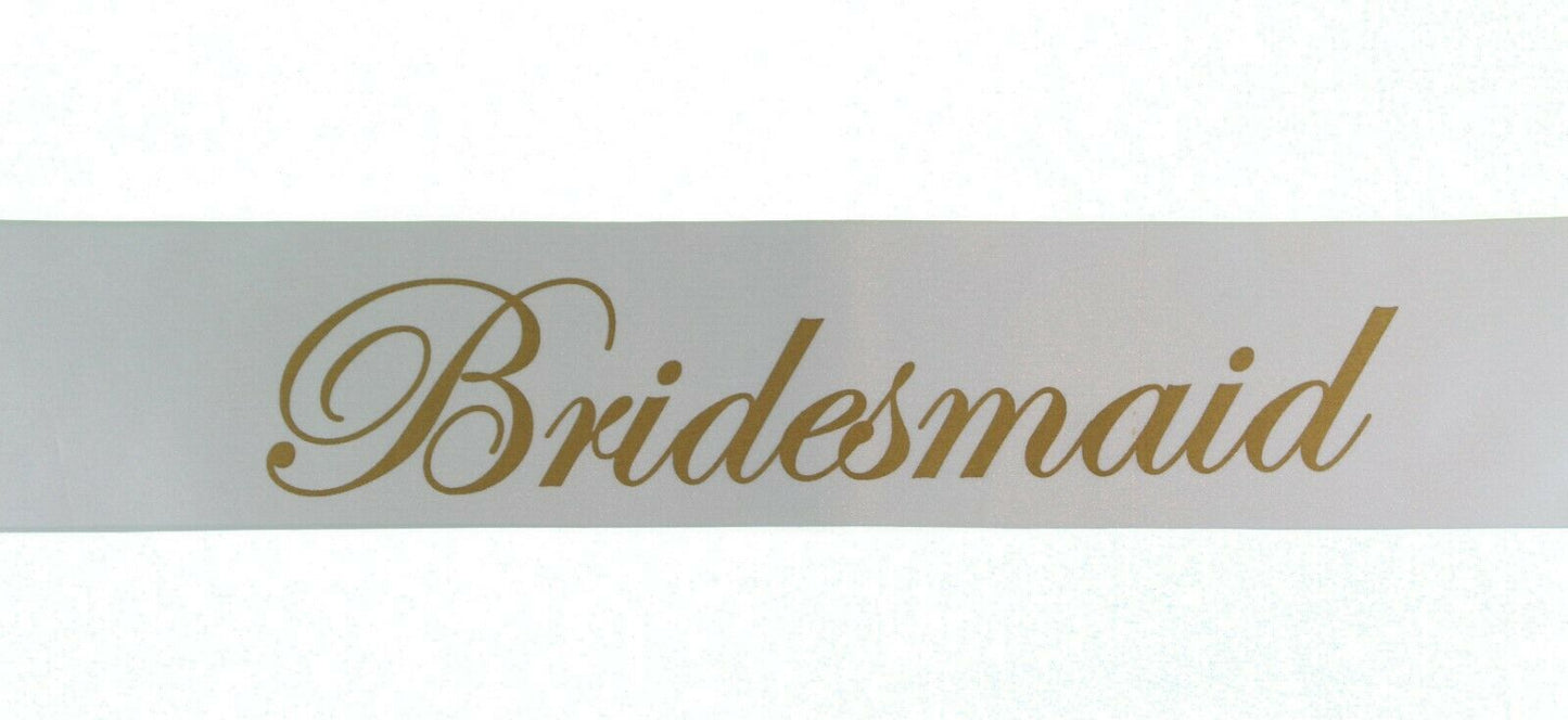 Sashes Hens Night Party White/Gold - Bridesmaid