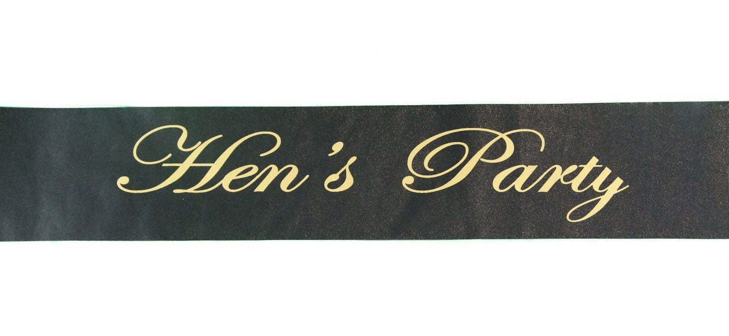 Sashes Hens Sash Party Bridal Black/Gold - Hen's Party