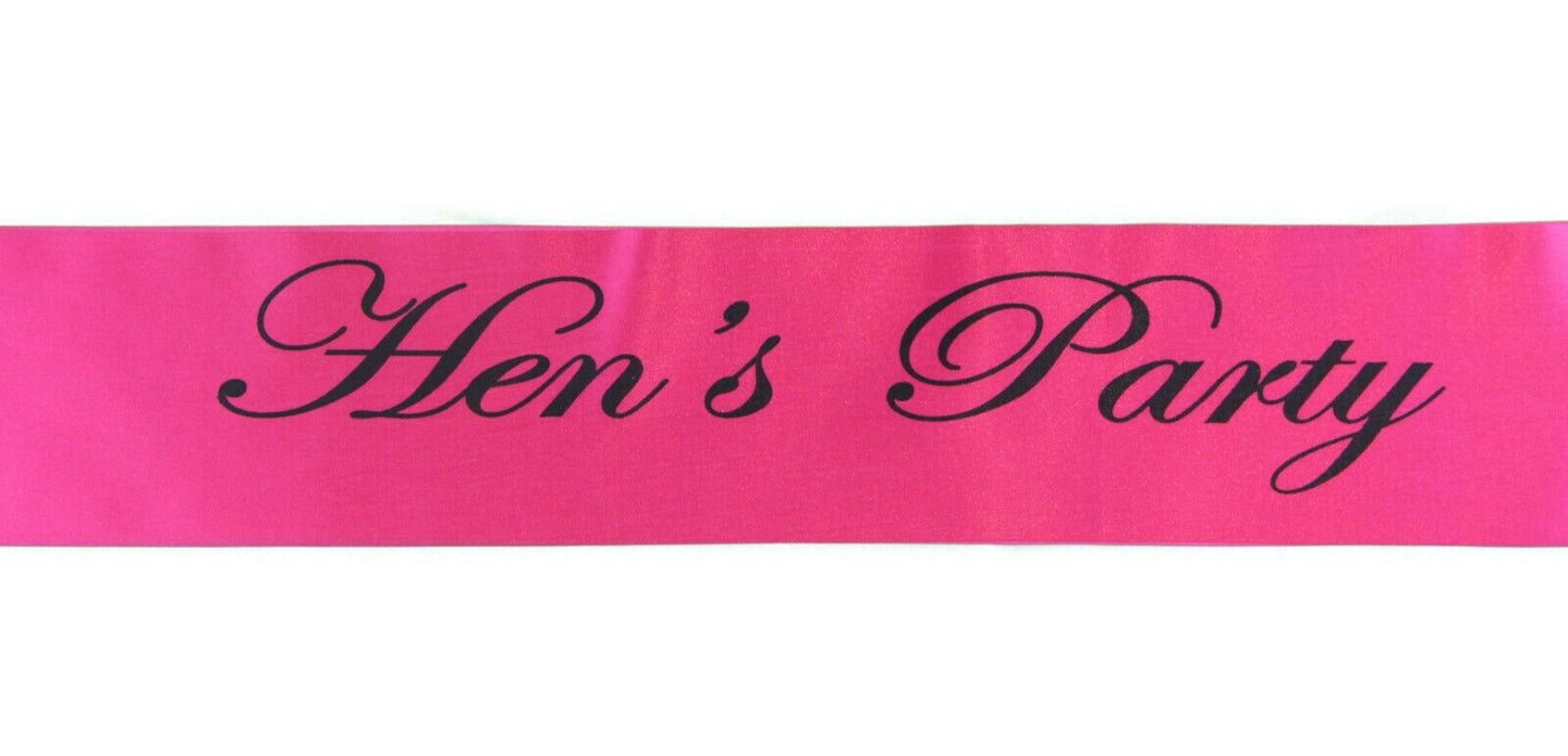 Sashes Hens Sash Party Bridal Hot Pink/Black - Hen's Party