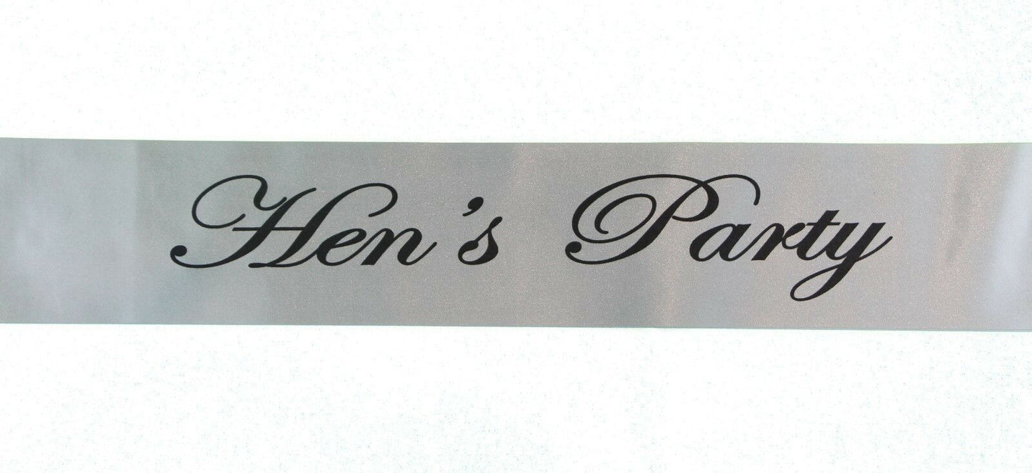 Sashes Hens Sash Party Bridal Silver/Black - Hen's Party