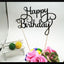 Happy Birthday Cake Topper Black Gold Silver Glitter Party Decorations Event