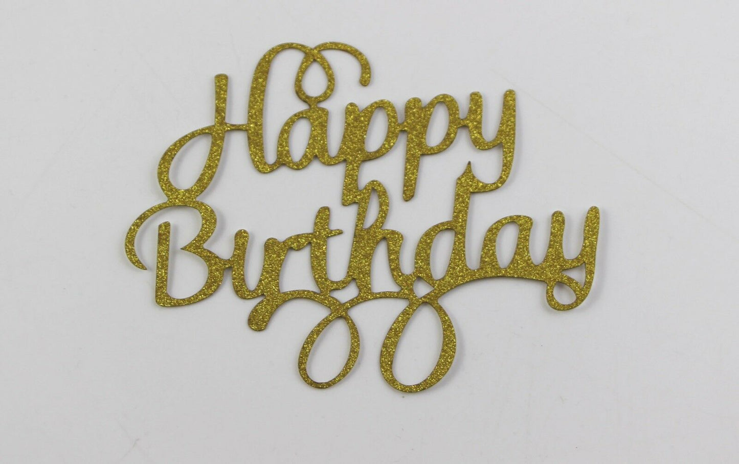 Happy Birthday Cake Topper Black Gold Silver Glitter Party Decorations Event