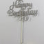 Happy Birthday Cake Topper Black Gold Silver Glitter Party Decorations Event