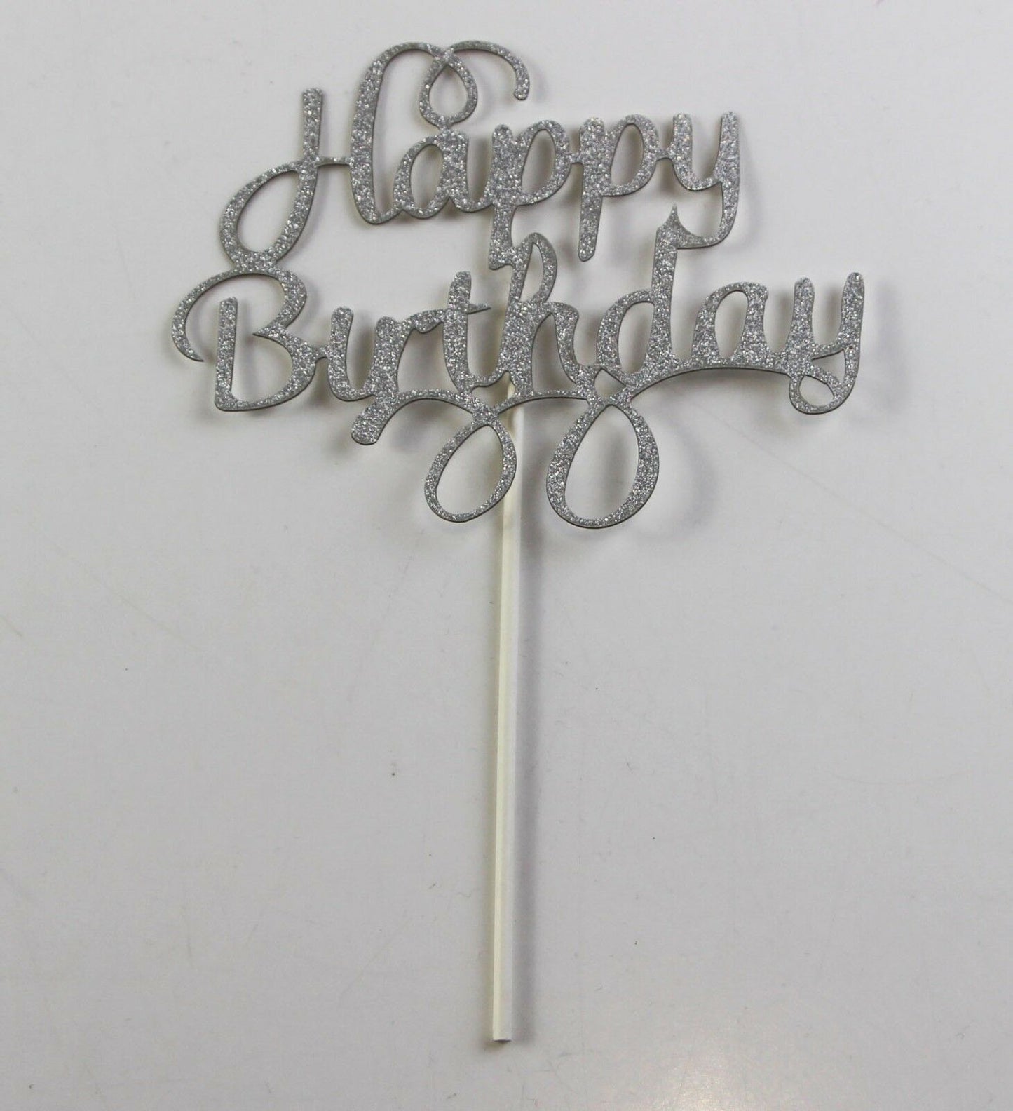 Happy Birthday Cake Topper Black Gold Silver Glitter Party Decorations Event