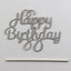 Happy Birthday Cake Topper Black Gold Silver Glitter Party Decorations Event