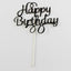 Happy Birthday Cake Topper Black Gold Silver Glitter Party Decorations Event