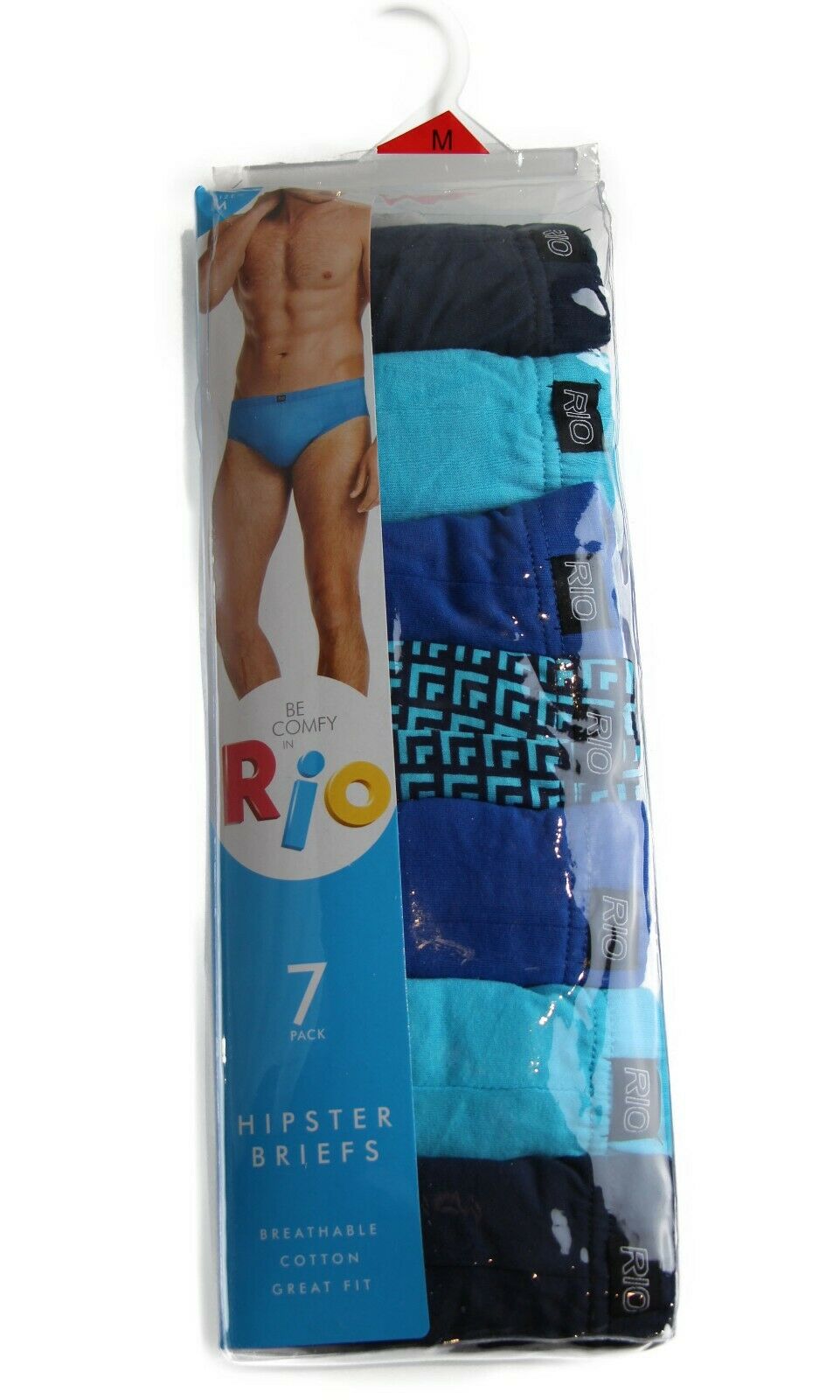 Mens Rio 7 Pairs Sexy Hipster Brief Cotton Underwear Jocks Black Briefs