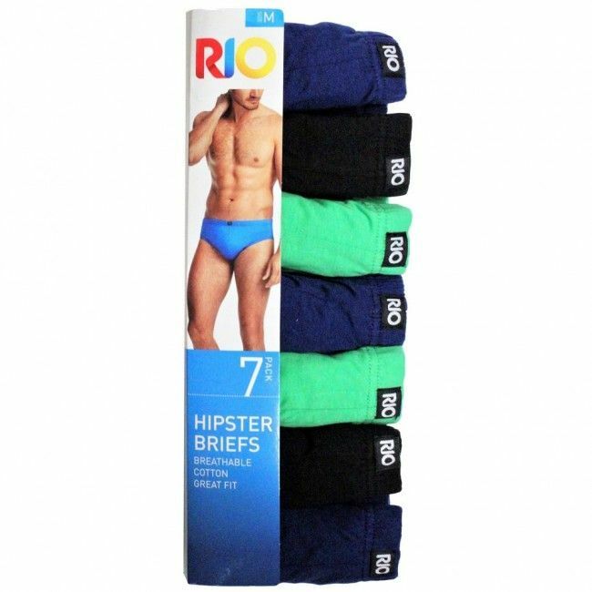 Mens Rio 7 Pairs Sexy Hipster Brief Cotton Underwear Jocks Black Briefs