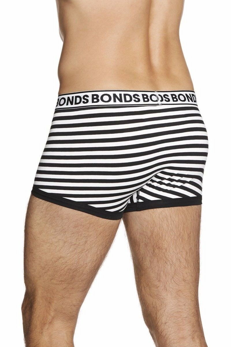 Authentic Bonds Mens Striped Fit Trunk Trunks Underwear Black Blue White Grey