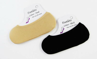 1 x Footlets Nude / Black Womens Footlet Sockettes Sockette Stockings Socks