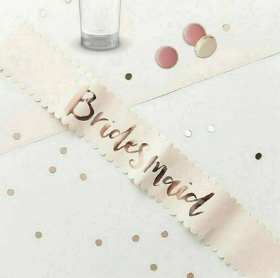 Wedding Sashes Rose Gold  - Bridesmaid