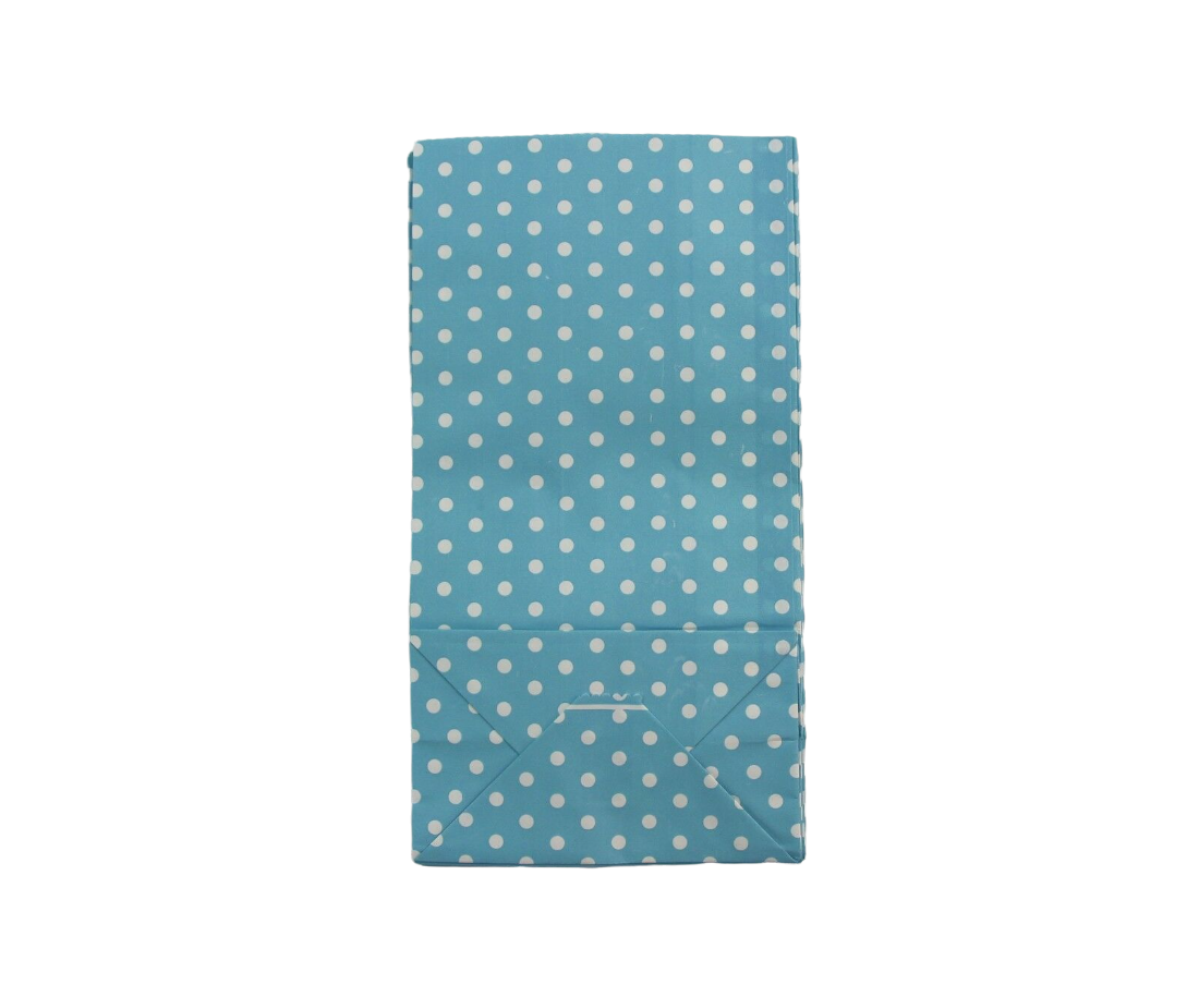 10 x Paper  Lolly Bags Large 23Cms Wedding Birthday Gift Polka Dots Light Blue