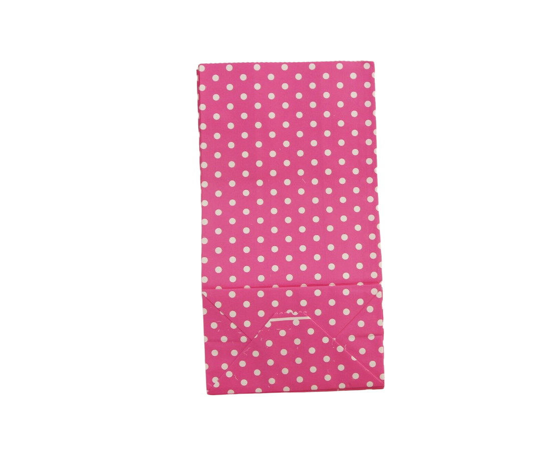 10 x Paper  Lolly Bags Large 23Cms Wedding Birthday Gift Polka Dots Hot Pink