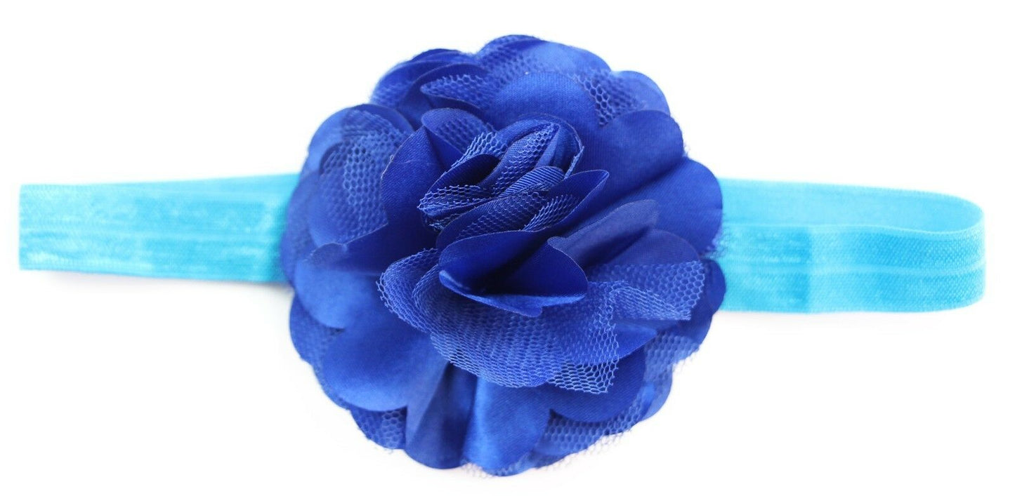 Baby Thin Headband Girl Newborn Toddler Hair Christening Party Flower Blue