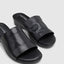 Womens Hush Puppies Coco Slip On Leather Black Wedges Sandals