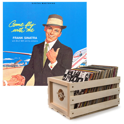 Crosley Record Storage Crate & Frank Sinatra - Come Fly With Me - Vinyl Album Bundle