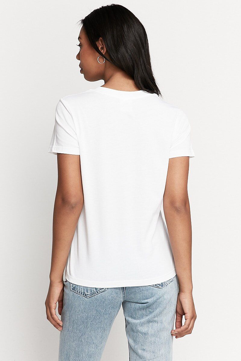 Bonds Womens Originals Light Weight V Tee Cotton T-Shirt White