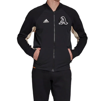 Adidas Mens Black/Black/Real Gold Vrct Varsity Collegiate Zipup Jacket