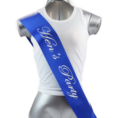 Sashes Hens Sash Party Bridal Electric Blue/Silver - Hen's Party