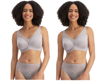 2 x Jockey Womens No Panty Line Promise Bloom Wirefree Bra Parisian Grey