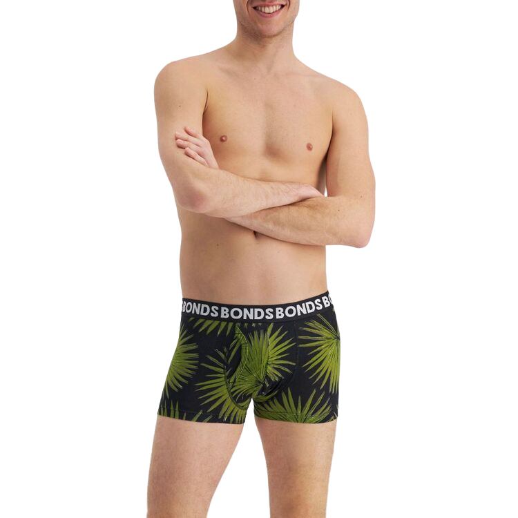 3 Pairs X Bonds Mens Everyday Trunks Cotton Leaf Print Pack