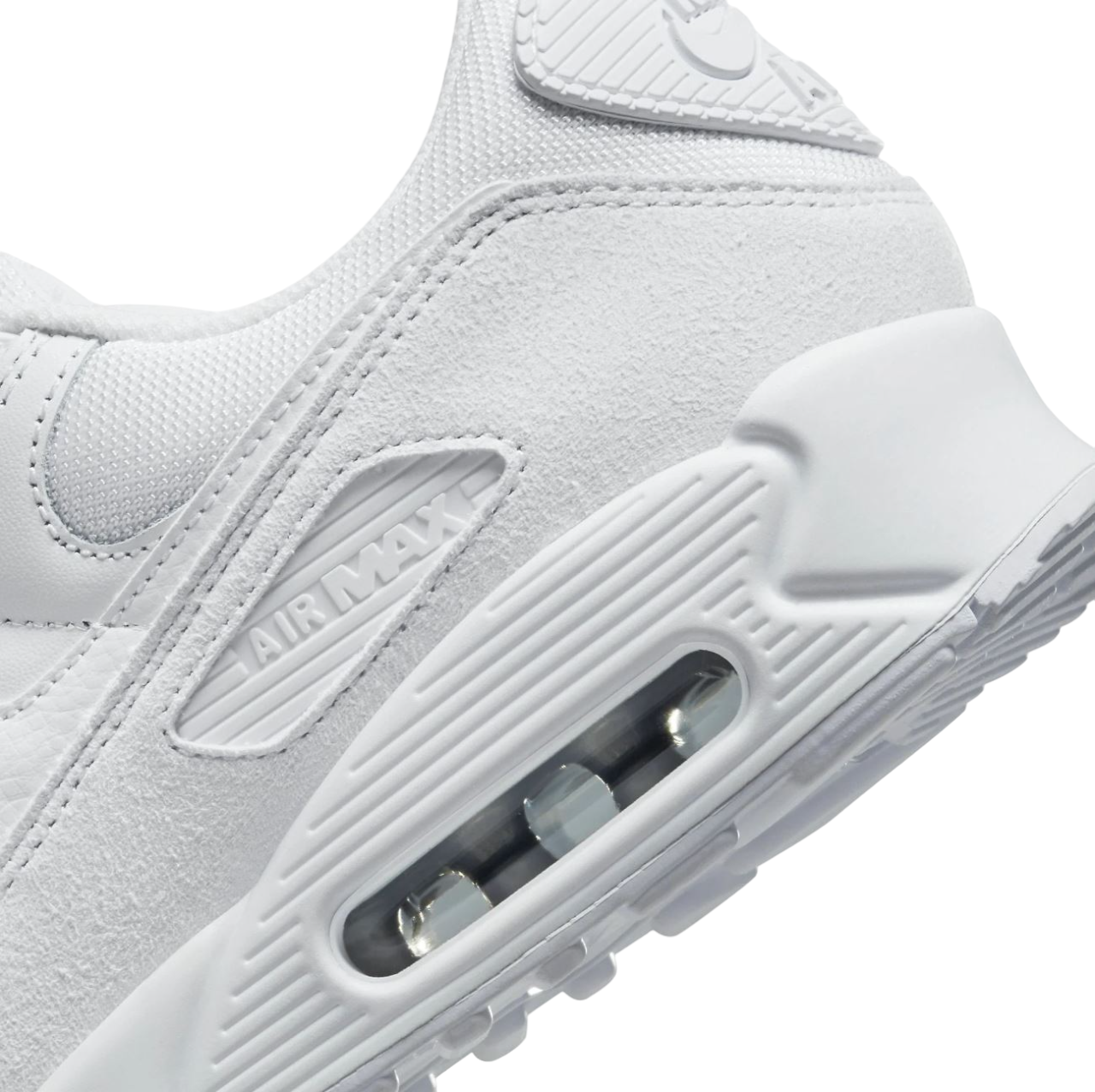 Mens Nike Air Max 90 Premium Triple White Athletic Shoes